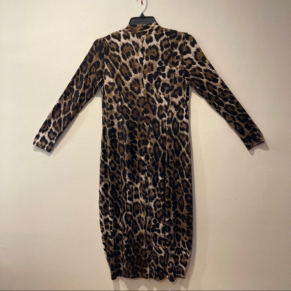 Alembika brand leopard print Women’s long sleeved dress with 2 pockets, size 2 - Picture 4 of 10